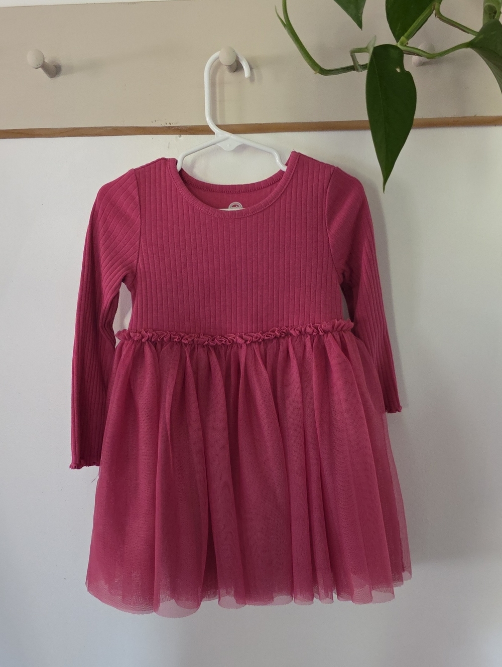 wonder nation Ribbed Long Sleeve Top - Deep Pink